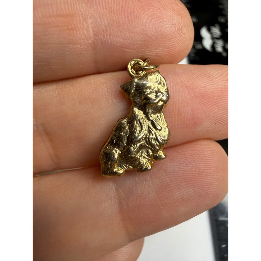 Gold Tone Yorkie Dog Pendant Necklace Yorkshire Terrier Animal Charm 18 Inch